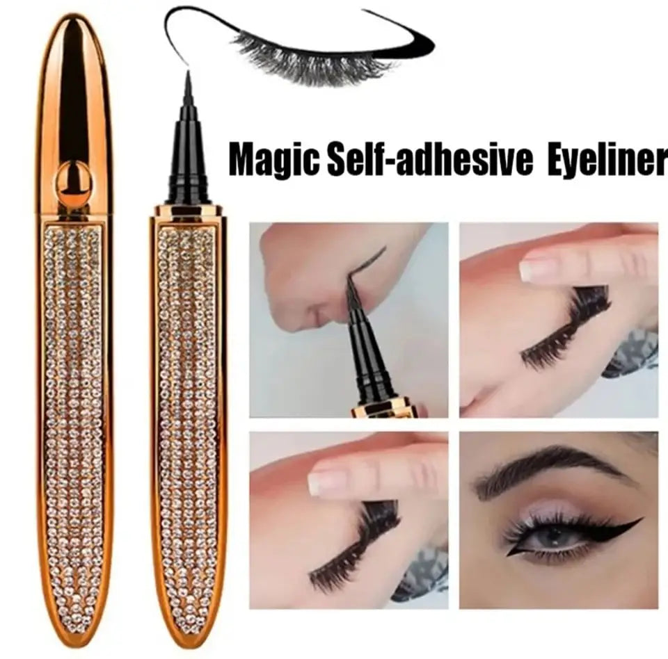 Crayon Eyeliner Auto-Adhésif Longue Durée Sans Colle Non Magnétique Séchage Rapide Cils Collants Eye Liner Stylo 2 en 1