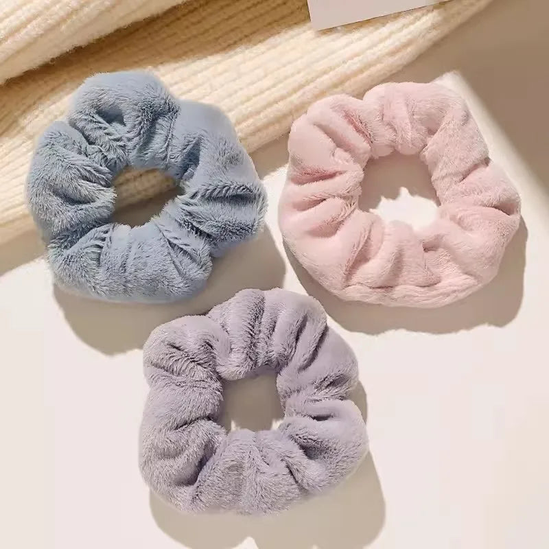 Winter Warm Soft Hair Scrunchies for Women Girls Plush Elastic Hair Band Autumn Winter Rubber Band Hair Ties Hair Accessories