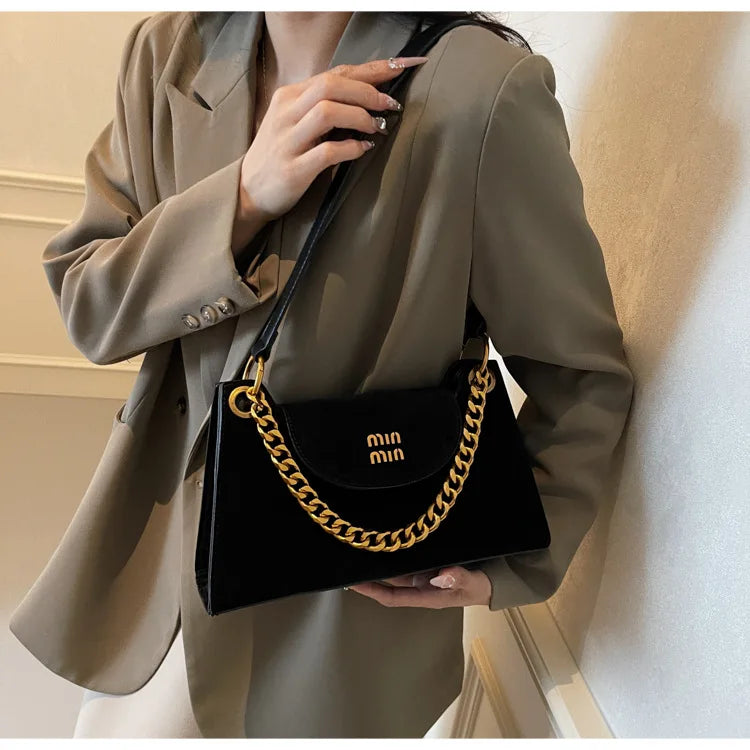 Metal Letter Designer Brand Handbags Top Handle Luxury Shoulder Bags Solid Color Elegant Crossbody Bags Fashion Bags For Women