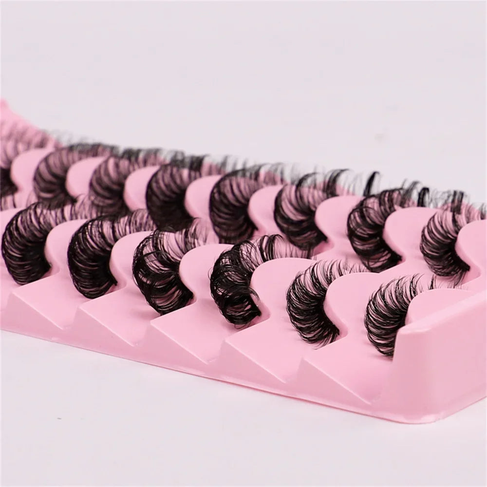 10 Pairs Russian Strip Lashes Fluffy Mink Lashes 3D False Eyelashes Russian Volume Eyelashes Fake Eyelash Extension Make Up