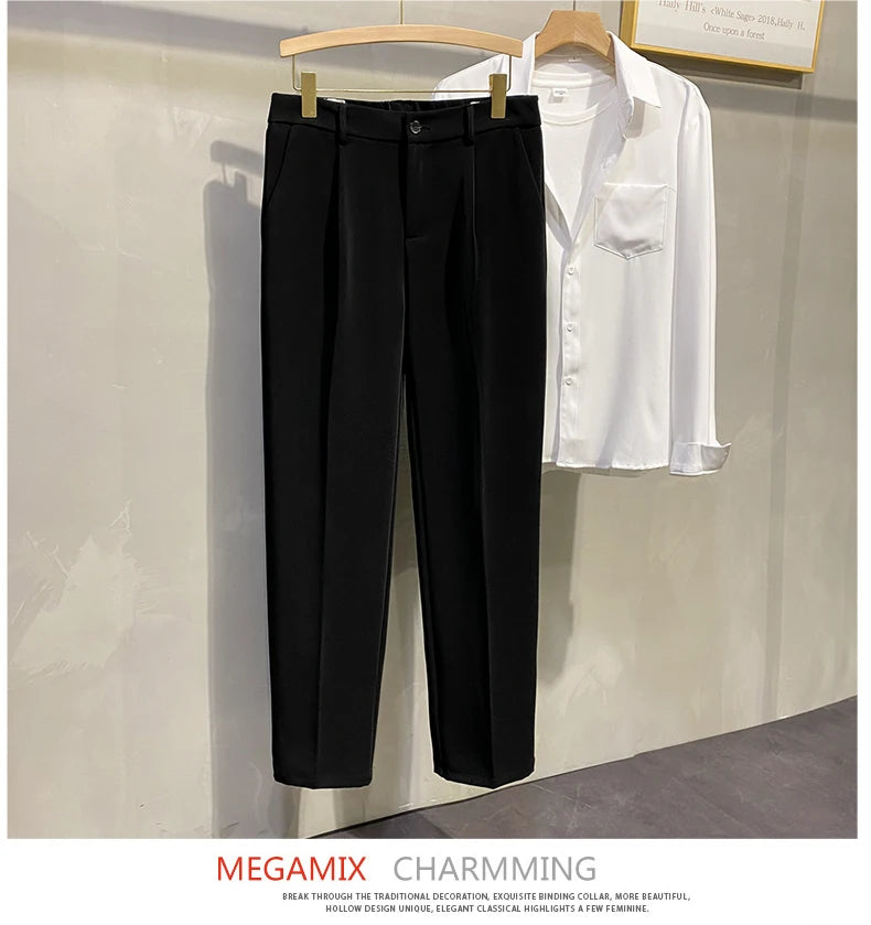 Dress Pants Men Korean Fashion Pleated Pants Chino Pants Men Clothing 2024 Lightweight Cool Trousers