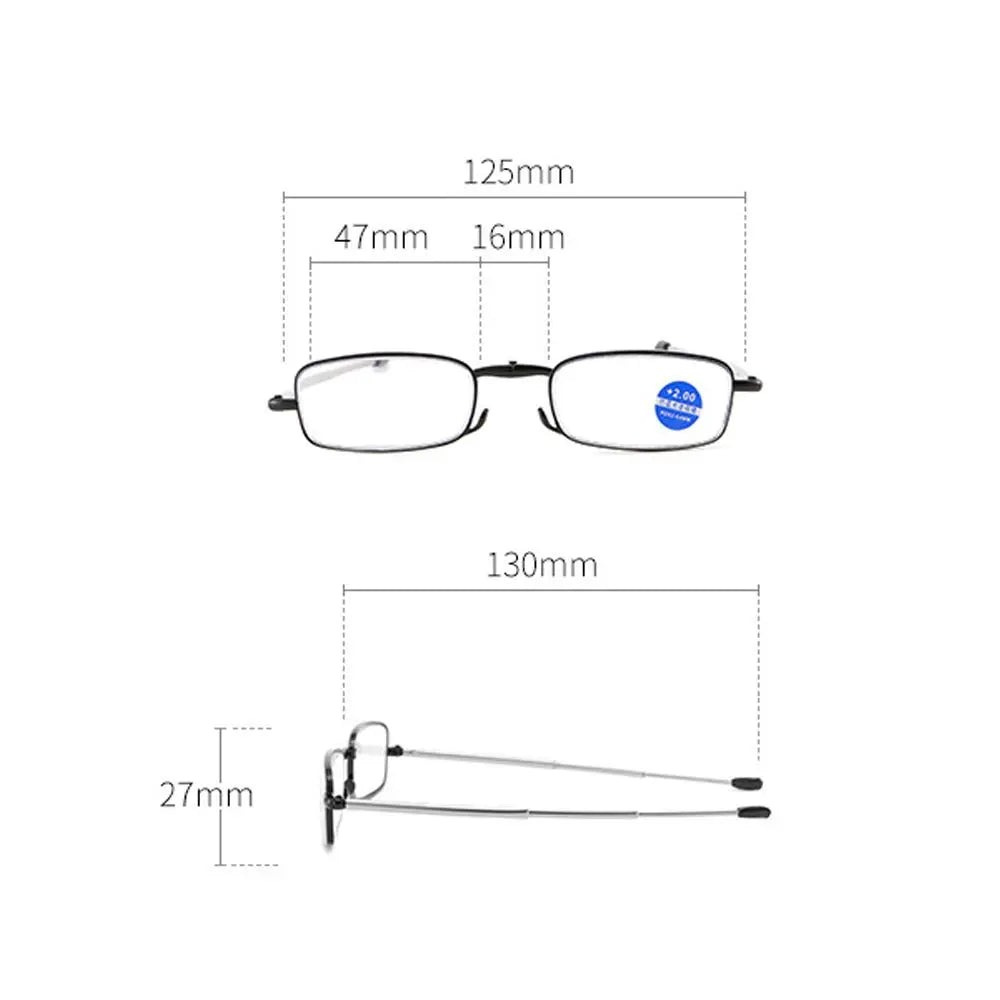 Lunettes de lecture design MINI tendance pour hommes et femmes, petites lunettes pliantes, monture en métal noir, avec boîte d'origine, portables