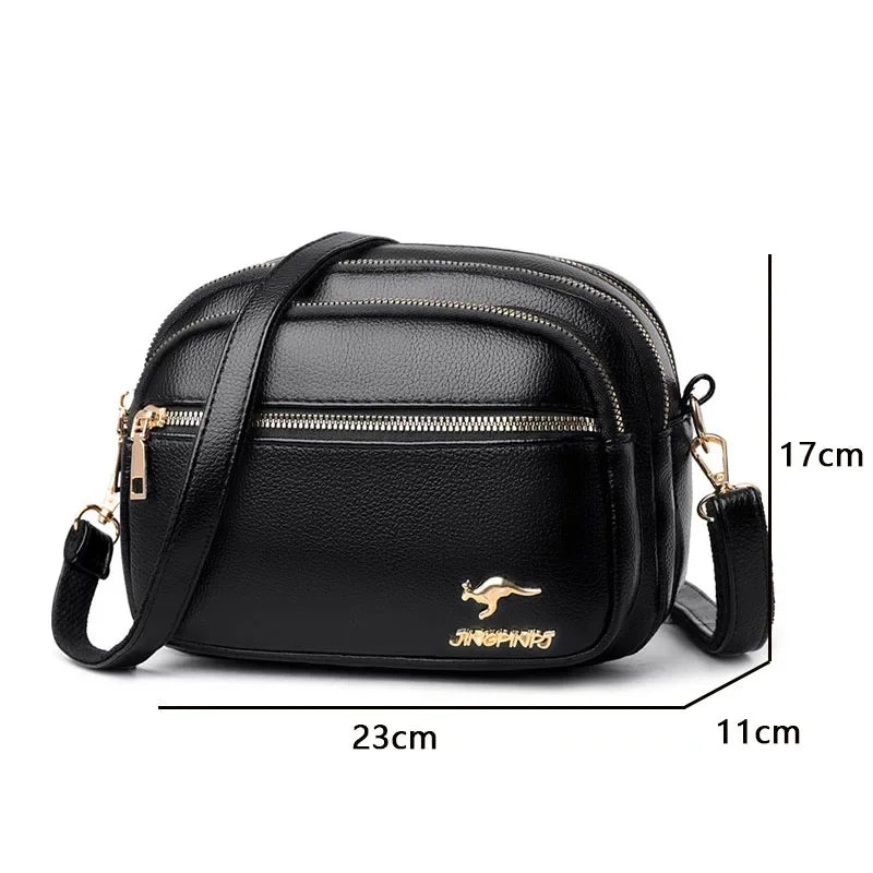 Sac à main en cuir souple de haute qualité pour femme, sac messager à bandoulière tendance, sac multi-poches résistant à l'usure, sac à main de luxe pour femme