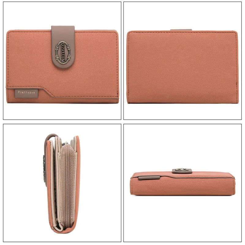 Nubuck Leather Wallet Women Medium Design Purse Card Holder Women Clutches Money Bags Wallets Ladies Vintage Brand Wallets