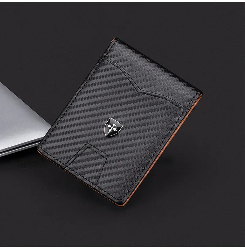 Minimalist men's wallet card bag new baellerry RFID anti-theft brush double fold cross leather card wallet  credit card holder