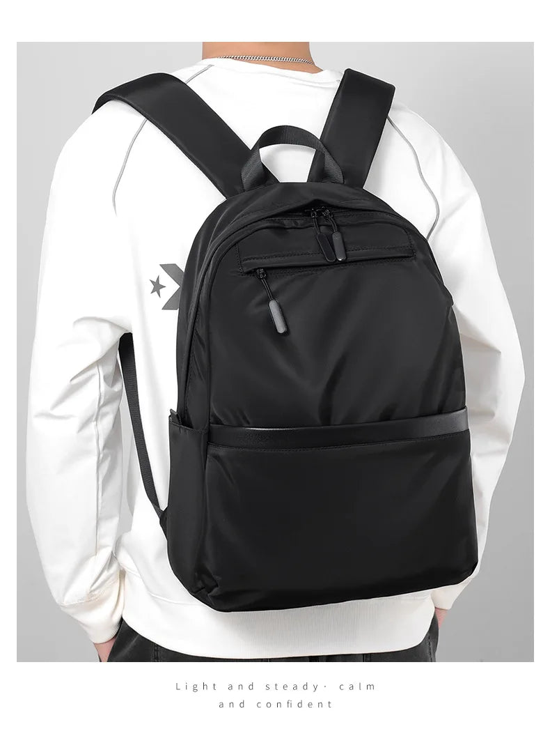 New Style Men's Business Backpack Nylon Solid Color Large Capacity  Student Schoolbag  Travel Backpack on Sale