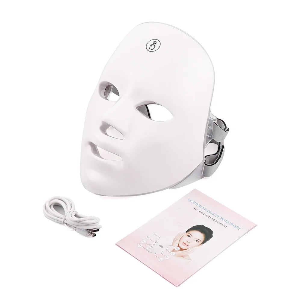 Rechargeable Facial LED Mask 7 Colors LED Photon Therapy Beauty Mask Skin Rejuvenation Home Face Lifting Whitening Beauty Device