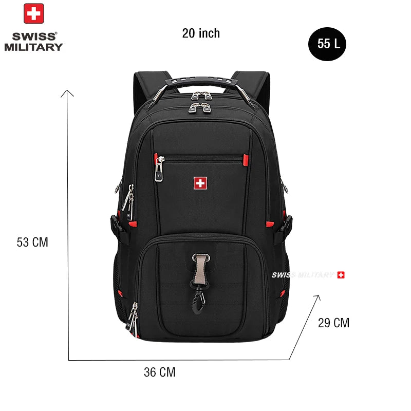 SWISS MILITARY Multifunction Large Capacity Male Bag Fashion Travel Usb Charging Waterproof 23 inch Laptop Backpack Men Mochila