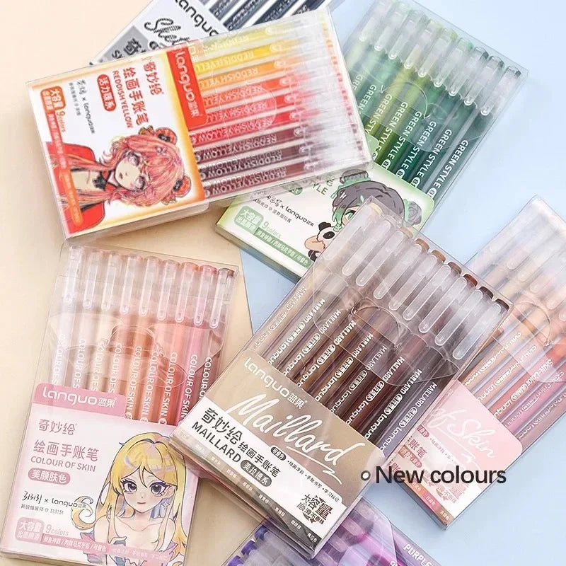 0.5mm Morandi Color Ink Gel Pen Large Capacity Handbook Pens Student Art Diy Doodling Drawing Markers Office Kawaii Stationery