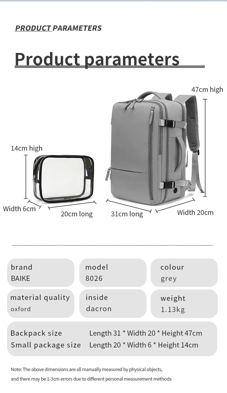 2024 New 3-in-1 Travel Backpack with Large Capacity 30L Multi functional Luggage Backpack for Short Distance Travel