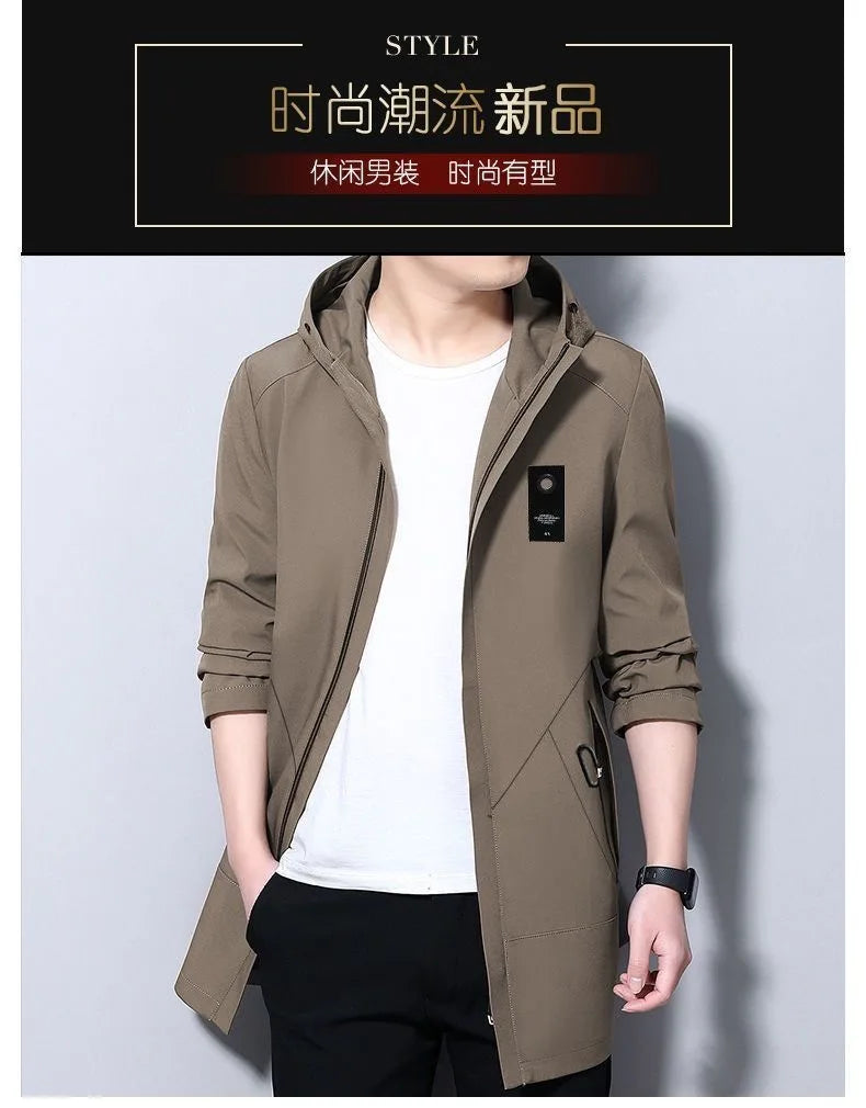 2024 Autumn and Winter New Fashion Trend Plus Fleece Thickened Warm Long Trench Coat Men's Casual Loose Plus Size Coat M-4XL