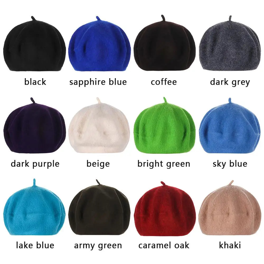 Autumn Winter Felt Beret Hats Women Fashion French Painter Hat Girls Trendy Solid Color Berets Ladies Multicolored Flat Cap