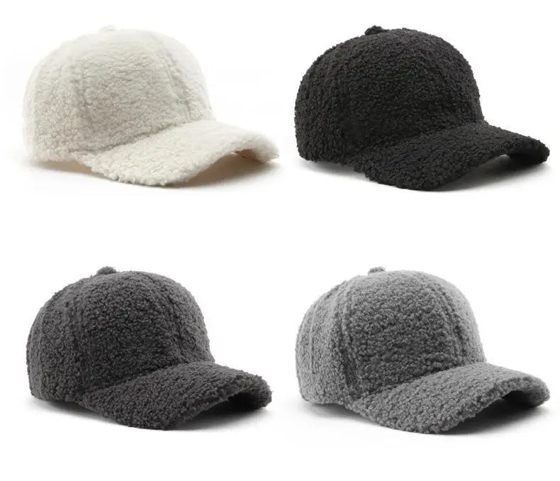 Autumn Winter Baseball Cap Women Artificial Lamb Wool Hats Keep Warm Cap Plush Baseball Caps Spring Baseball Cap Solid Sunshade