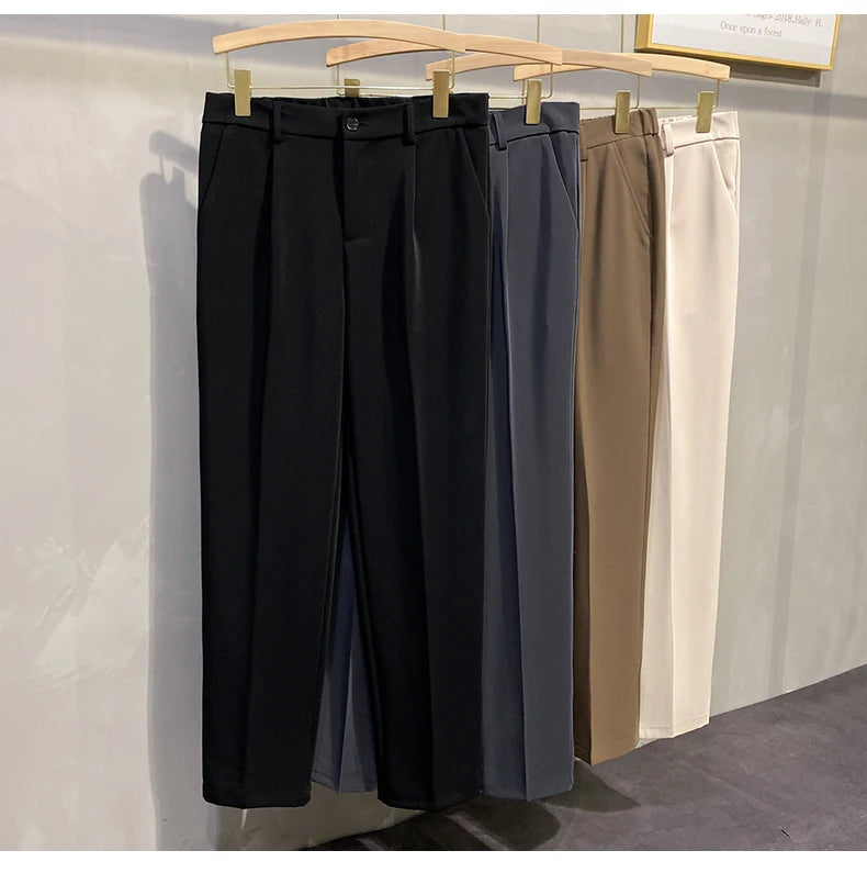 Dress Pants Men Korean Fashion Pleated Pants Chino Pants Men Clothing 2024 Lightweight Cool Trousers