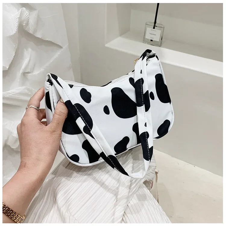 Women Shoulder Bag Fashion Animal Pattern Print Bag Casual Nylon Butterfly Leopard Zebra Cow Print Women Handbag Underarm Bags