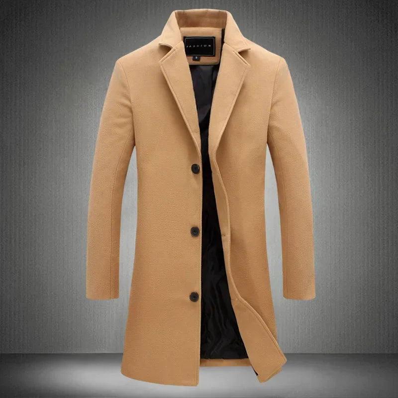 Manteau en laine2022 Nouveau trench-coat mi-long slim de style coréen pour hommes Usine de vente en gros de veste en laine