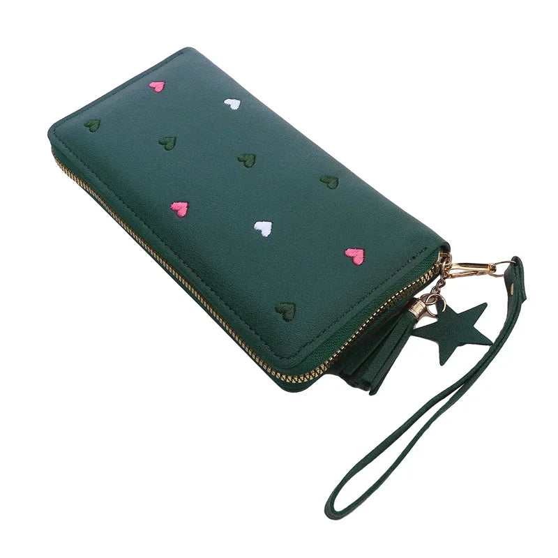 Women Long Wallets Purses Luxury Love Heart Wallets for Ladies Girl Money  Pocket Card Holder Female Wallets Phone Clutch Bag