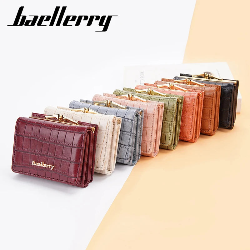 Baellerry New Women Short Wallet Brand Card Holder Simple Coin Pocket High Quality Female Purse Crocodile Pattern Women's Wallet