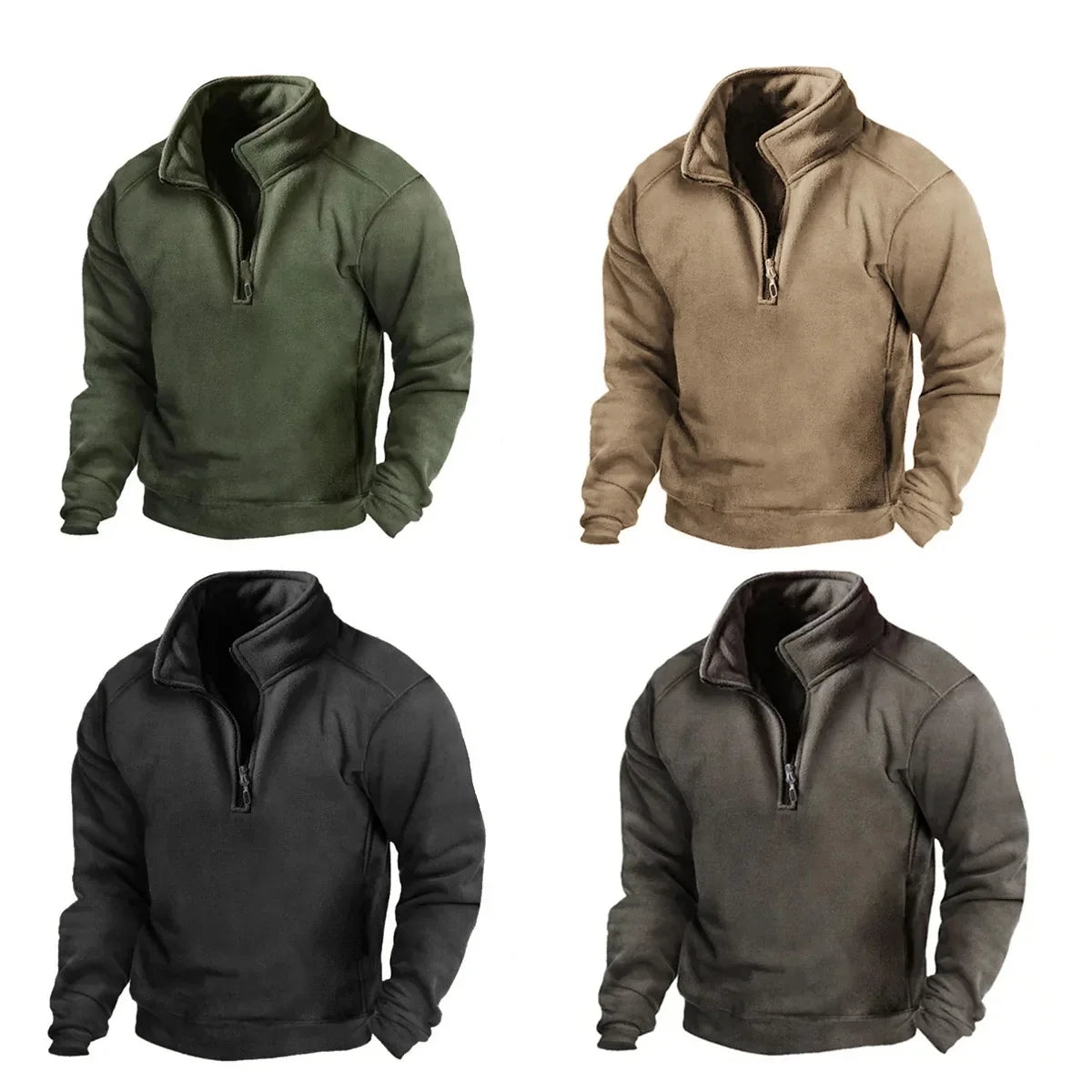 Men's Long Sleeve V-neck Sweatshirt Fleece Warm Tactical Pullover Training Shirt Cross-border Men's Wear Casual Scene