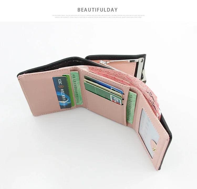 New Fashion Purse Female Short Version of Students Fresh Folding Mini Metal Wallet Cute Purse Lady Coin Purse for Female Lovely