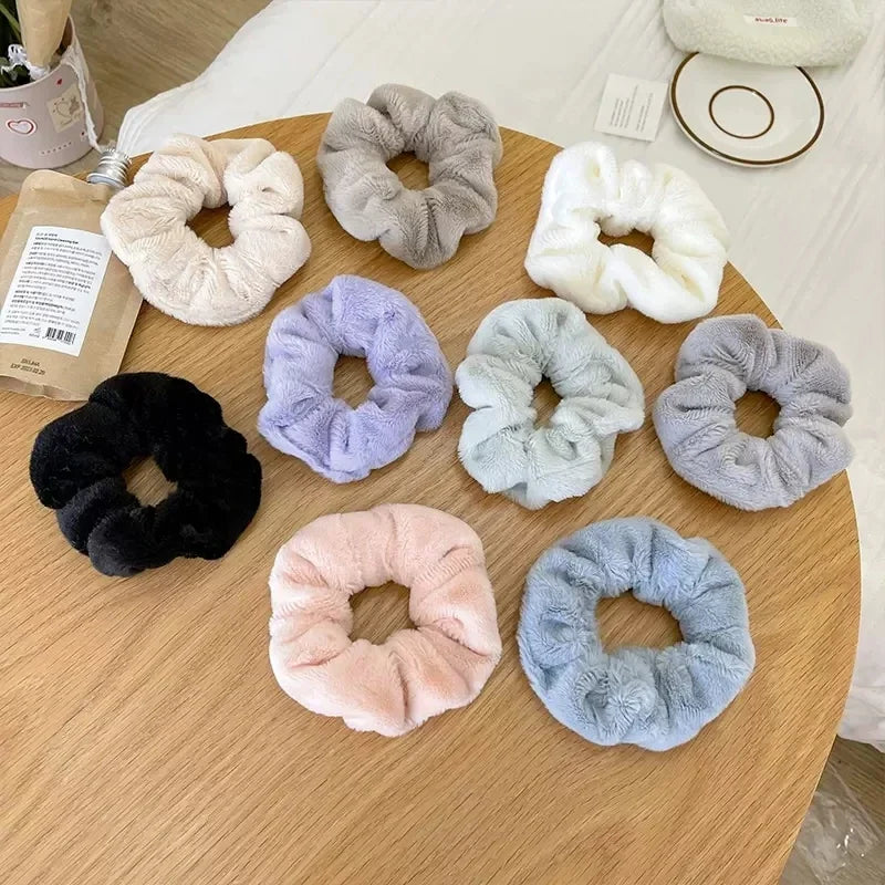 Winter Warm Soft Hair Scrunchies for Women Girls Plush Elastic Hair Band Autumn Winter Rubber Band Hair Ties Hair Accessories