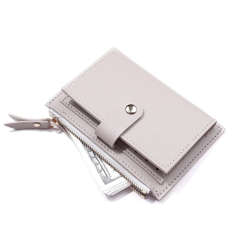 Women Fashion Small Wallet Purse Solid Color PU Leather Mini Coin Purse Wallet Credit Card Holder Bags Zipper Coin Purse