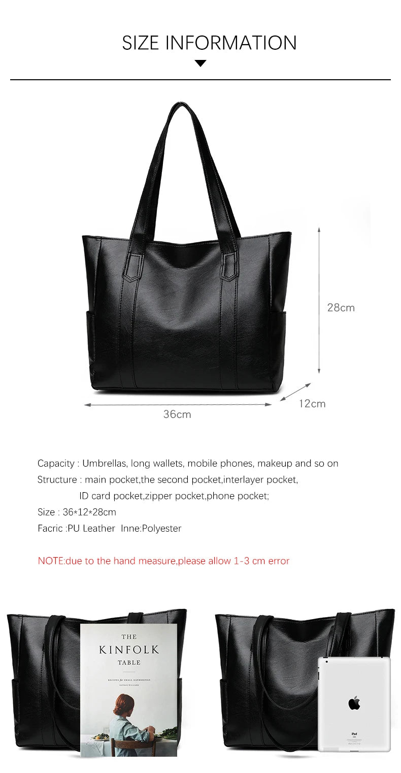 TRAVEASY 2024 Casual PU Leather Large Capacity Tote Bags for Women Fashion Solid Color Zipper Female Shoulder Bag Ladies Handbag