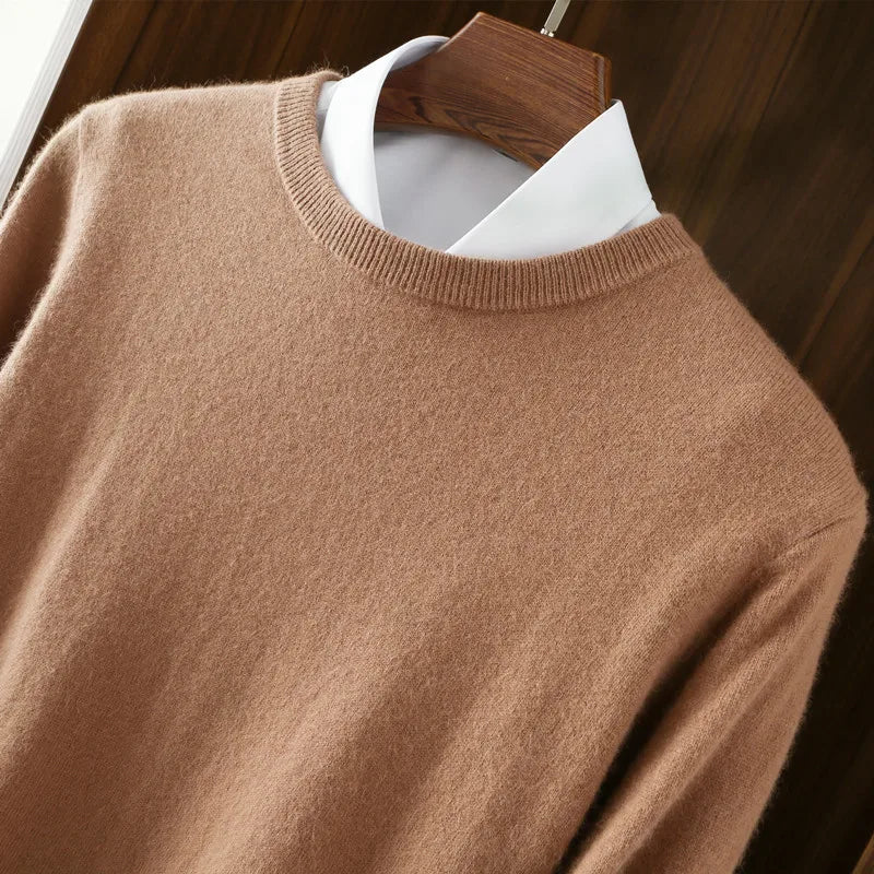 Autumn/Winter New Men's Cashmere Cold Resistant Clothing Round Neck White Sweater Pullover Warm korean Sweaters Pullover Tops