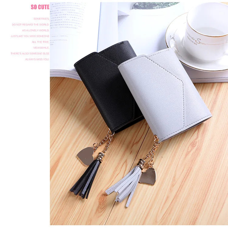 Mini Tassel Wallet Women Fashion Purse Female Short Mini Wallets Korean Students Lovely Purse Female Small Wallet for Women