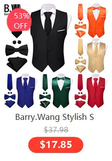 Sky Navy Royal Teal Blue Silk Men Vest Tie Hanky Cufflink Set Woven Waistcoat Sleeveless Jacket Male Wedding Business Barry.Wang