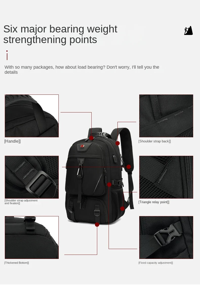 Large Expandable Trave Backpack Hiking Laptop USB Charging Men Bags Outdoor Multifunction Business Backpacks With Shoes Pocket