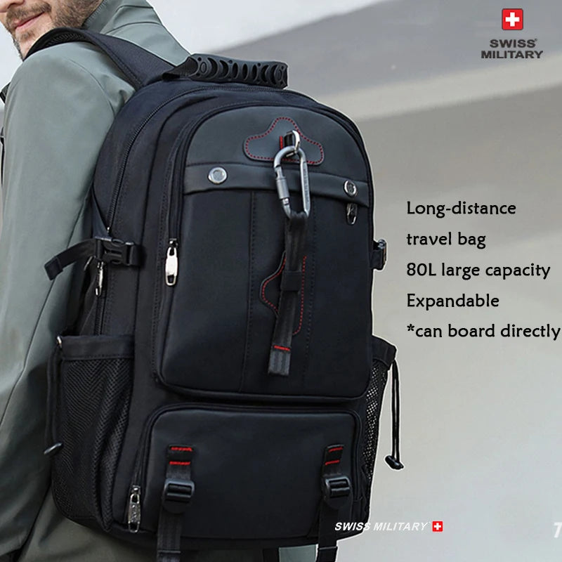 SWISS MILITARY Travel Backpack Men Hiking And Climbing Large-Capacity Backpack Fashion Expandable USB Bag Waterproof Backpack