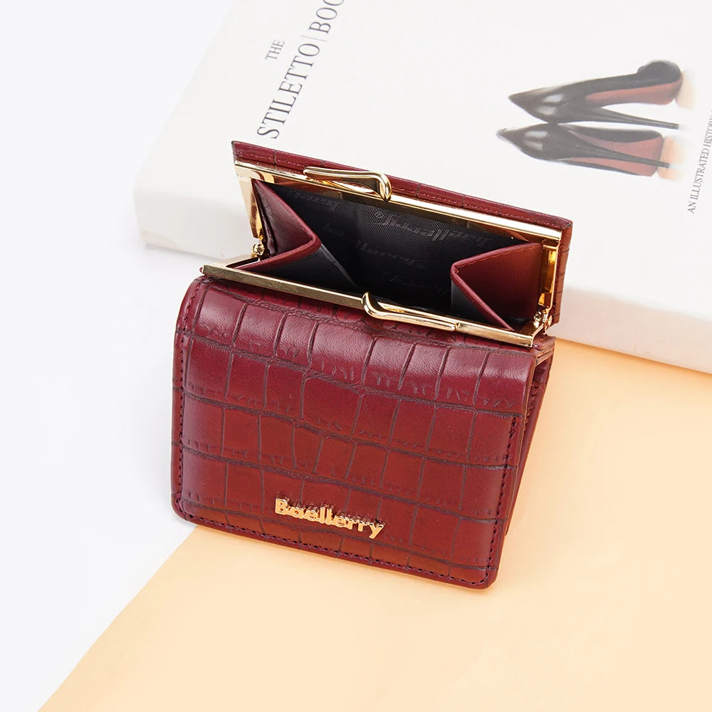 Baellerry New Women Short Wallet Brand Card Holder Simple Coin Pocket High Quality Female Purse Crocodile Pattern Women's Wallet