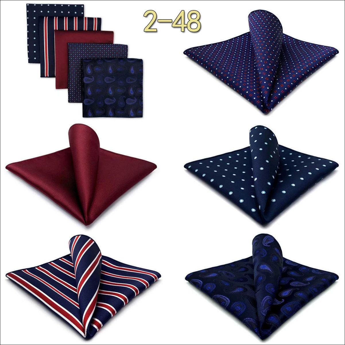 5 Pieces Mens Pocket Squares Wedding Handkerchiefs Set Fashion Formal Bundle Luxury Unique