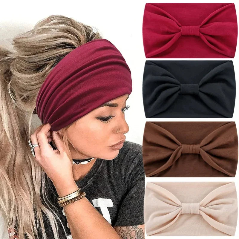 Bandeau pour cheveux pour femmes, accessoires pour cheveux, bandeau large et solide, nœud papillon, turban, lavage du visage, maquillage, bandeau pour cheveux, sport, course à pied, yoga