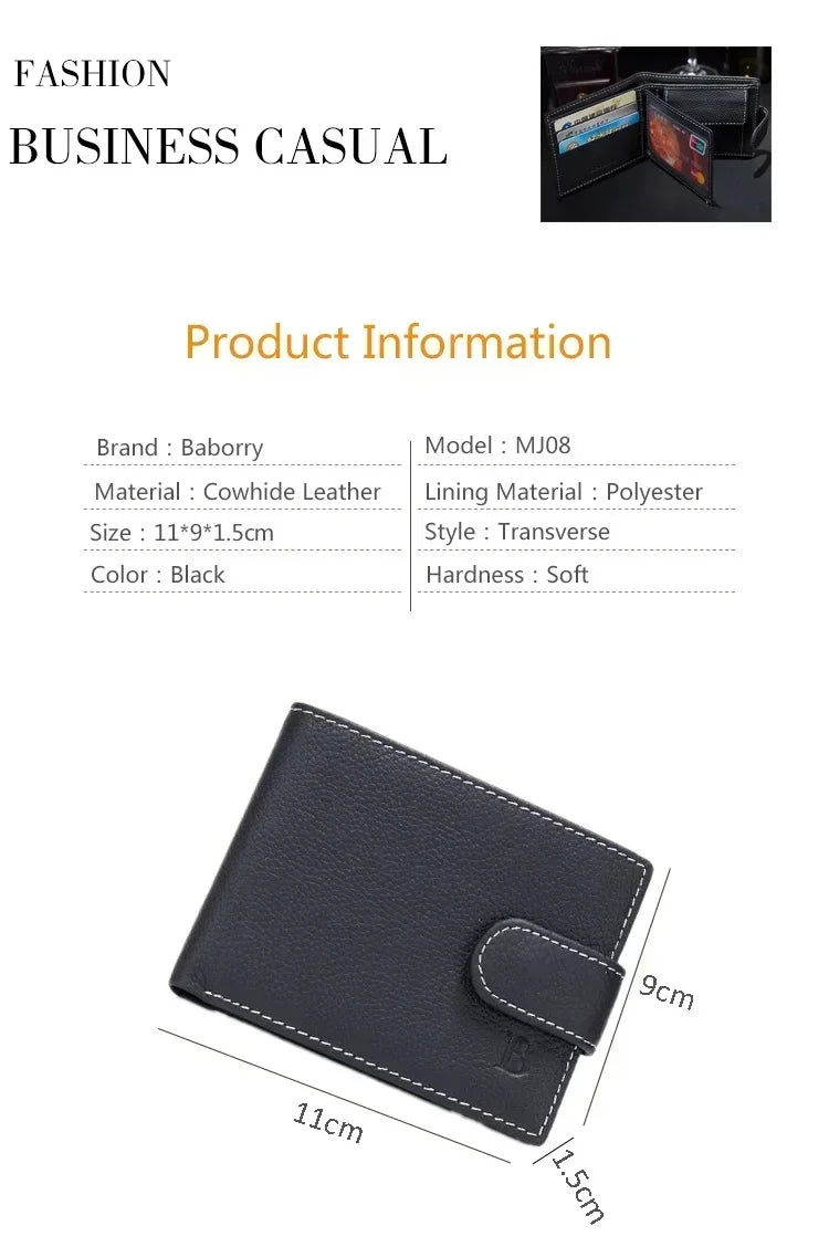 Baborry Men Wallets Genuine Cow Leather Wallets Thin Purse Card Holder Fashion Magic Purse Dollar Price Men Wallets