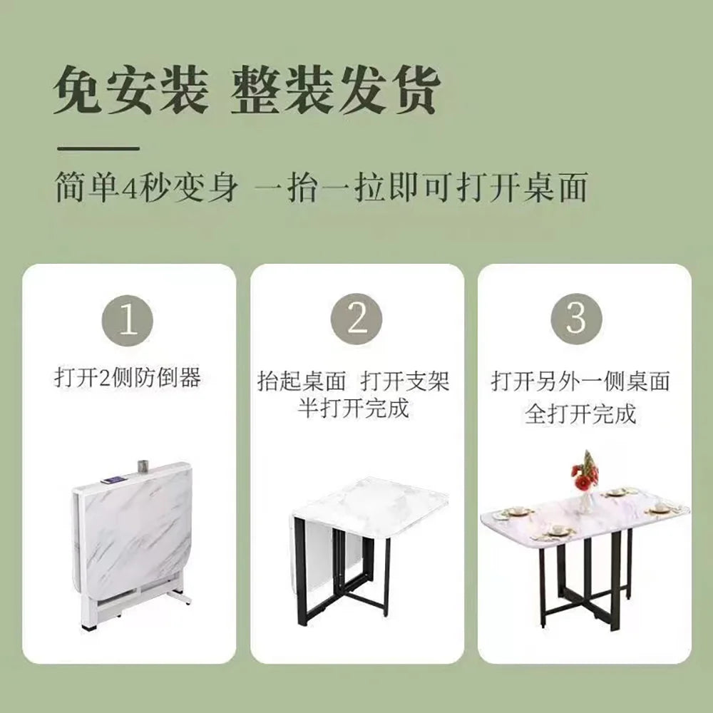 Folding Table, Solid Wood, Ultra-thin, Small Household Type, Installation Free, Simple Dining Table, Retractable, Mobile, Multi