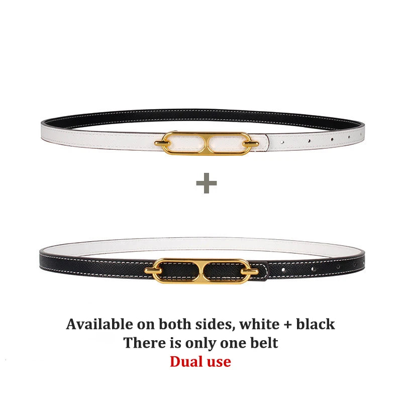 Casual Basic Porous Adjustable Double Sided Use Thin Belts For Women