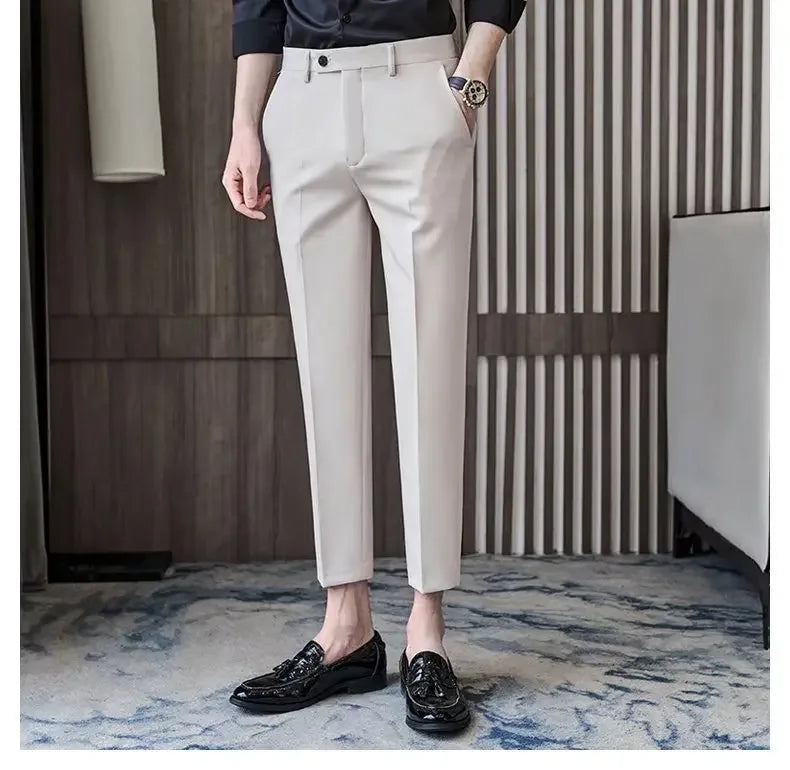 Fashionable Cropped Pants For Men Casual Trendy Spring Autumn New Arrival Small Trousers Draped No Ironing Cone Shaped Pants