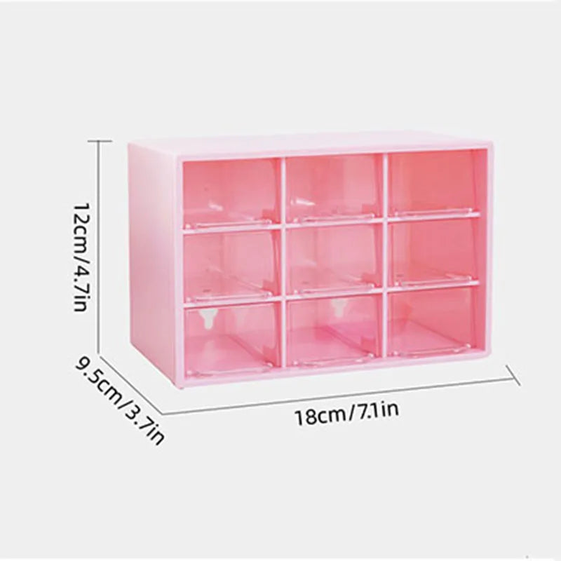 Desk Storage Box for Mini Drawers, Stackable Nine-square Grid Storage Box, Hairpin/sticker/jewelry Accessories Storage Box