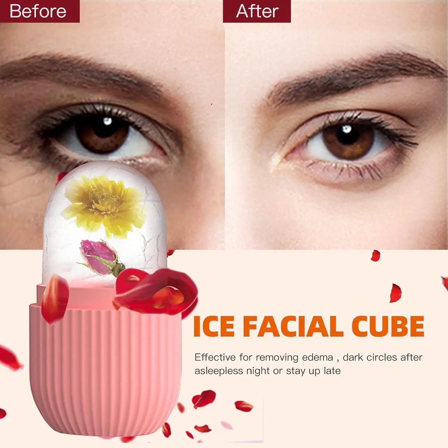 Rouleau de glace en silicone pour le visage, contour et rétrécissement des pores, élimine les cernes, masse la peau, beauté du visage, rouleau pour les yeux, le cou, outil de soins