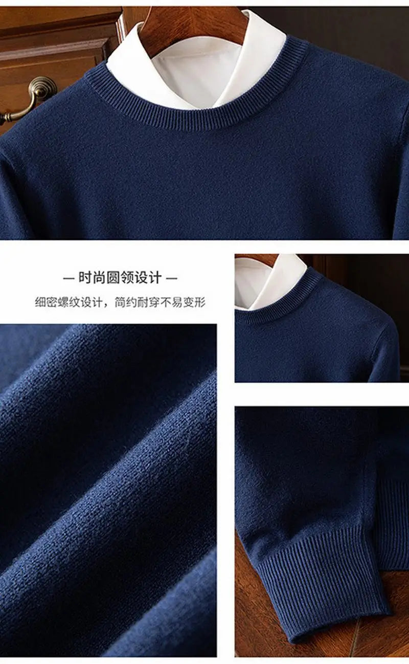 Autumn/Winter New Men's Cashmere Cold Resistant Clothing Round Neck White Sweater Pullover Warm korean Sweaters Pullover Tops