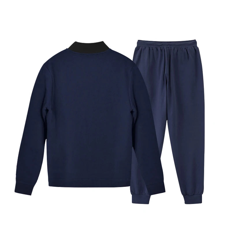 Ensemble de vêtements pour hommes printemps et automne, nouvelle collection de loisirs sportifs, couleur unie, col montant, veste zippée et pantalon, deux pièces