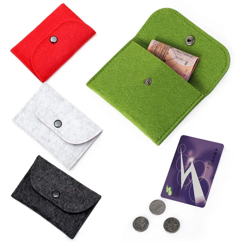 Unisex Felt Coin Purse Bag Women Girls Mini Zipper Coin Wallet Case Casual Square Money Change Card Key Holder Pouch