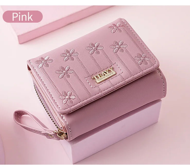 Small Women's Wallet Solid Short Pu Leather Female Wallets Hasp Coin Purse Card Holders for Girls Student 2024 Clutch Money Bag