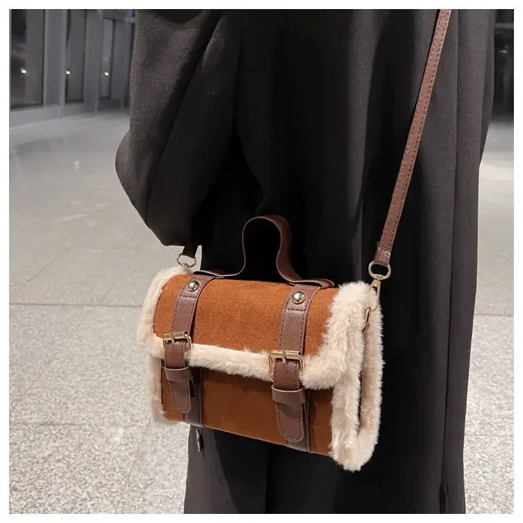 Winter Women Crossbody/shoulder Bag 2023 New Lamb Plush Velvet Bag Lady Small Square Handbag French Korea Style