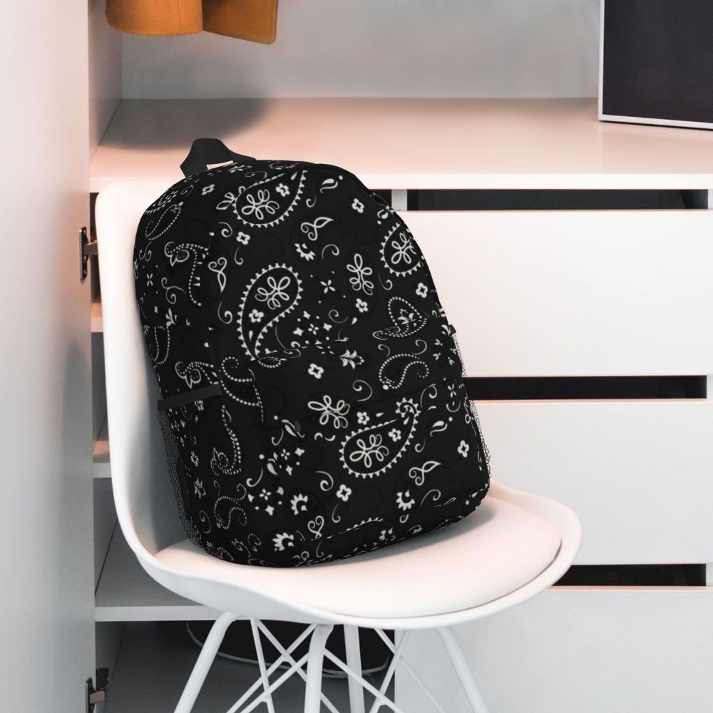 Custom Black White Paisley Chicano Bandana Style Laptop Backpack Women Men Basic Bookbag for School College Student Bag