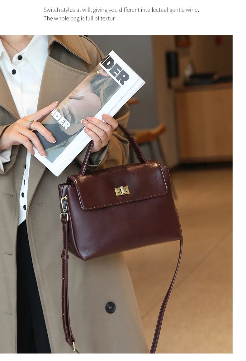 Cowhide Genuine Leather Tote Bag for Women High Quality Soft Leather Handbag Fashion Crossbody Bags Female Shoulder Handbag Lady