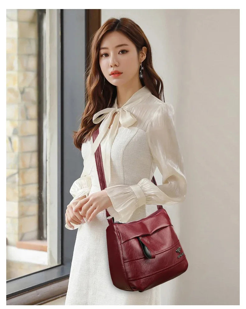 Elegant Leather One Shoulder Handbag Shopping Bag 2024 New Women's Fashion Handbag Sheepskin grain Beautiful Lady Crossbody Bag