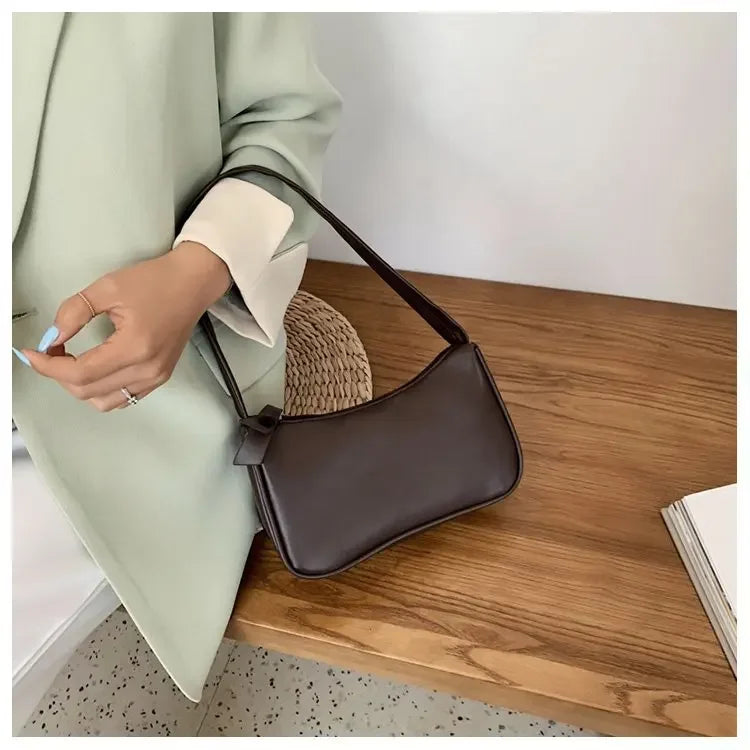 Women Handle Bag Retro Handbag PU Leather Shoulder Totes Underarm Vintage Top Handle Bag Female Small Subaxillary Bag New